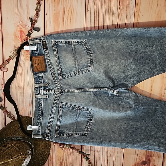 "LUCKY BRAND DUNGAREES- JEANS" MENS SIZE 36×32"  MADE IN THE USA!! WELL WORN 💙 - Picture 10 of 11